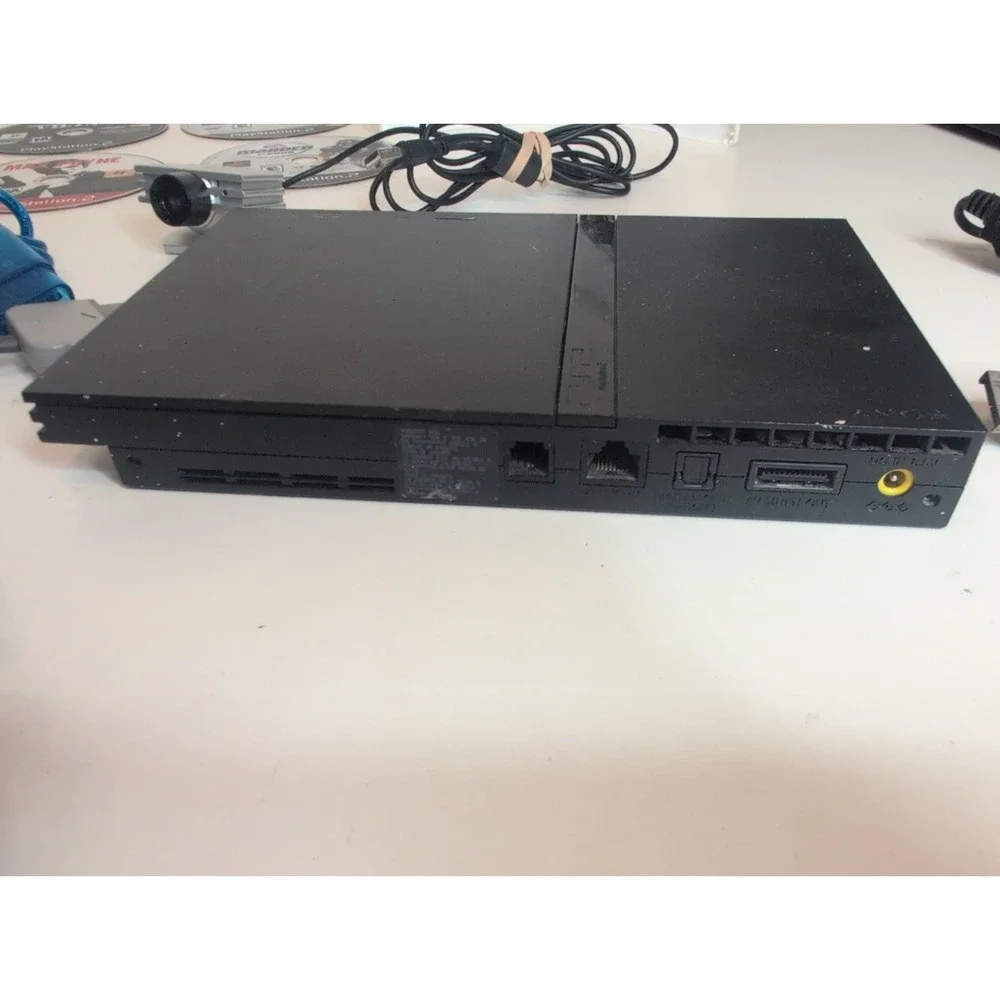 Sony PlayStation 2 PS2 Slim Black Console Bundle Controller Cables Games Tested